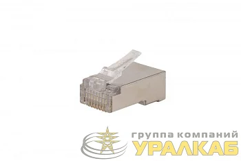 Разъем легкой оконцовки RJ45 (8P8C) под витую пару кат.5E экранир. 50 µ"/ 50микродюйм PLEZ-8P8C-U-C5-SH-100 универс. (для ож и мж кабеля) (уп.100шт) Hyperline 403342