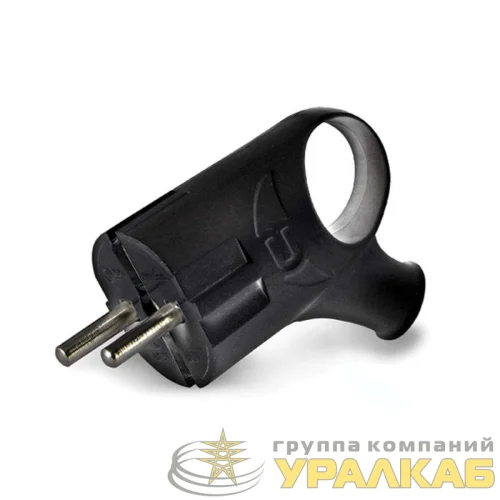 Вилка электрическая угловая 16А 250В с заземл. с ушком черн. (еврослот) UNIVersal А0112 детальная картинка