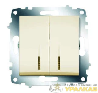 Выключатель 2-кл. 1мод. СП Cosmo 10А IP20 с подсветкой механизм крем. ABB 619-010300-203