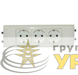 Механизм розетки 3-м СП 6мод. Mosaic 16А IP40 3х2P+E с заземл. безвинт. клеммы с суппортом для кабель-канала DLP бел. Leg 077433