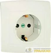 Розетка 1-м СП Елизавета РС16-236 16А IP20 с заземл. защ. шторки бел. Кунцево 6419