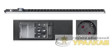 Блок розеток для 19дюйм шкафов PDU-32-24S-B-T вертик. 24 розетки Schuko 32А автомат защиты алюм. корпус клем. колодка Cabeus 9544c