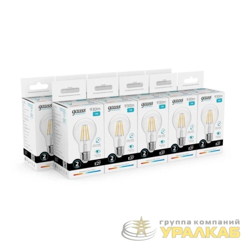 Лампа светодиодная филаментная Filament Elementary А60 11Вт 4100К Е27 930лм GAUSS 