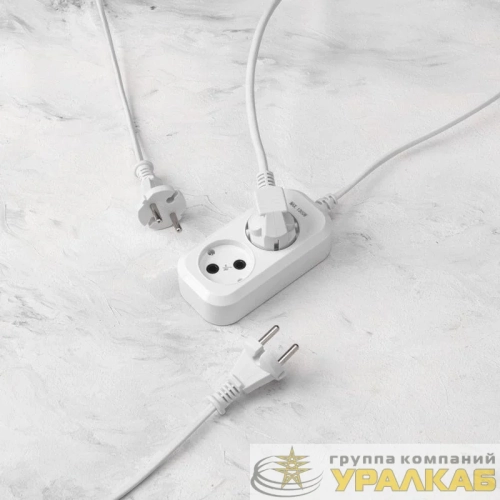 Удлинитель 2 гнезда 1.5м 2х0.75кв.мм б/з бел. PROCONNECT 13-4200 детальная картинка