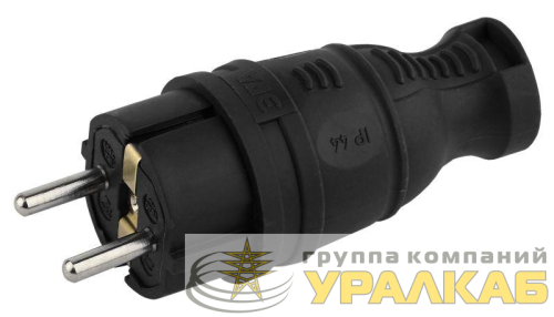 Вилка каучуковая с заземл. прям. 16А IP44 черн. Эра Б0044540 детальная картинка
