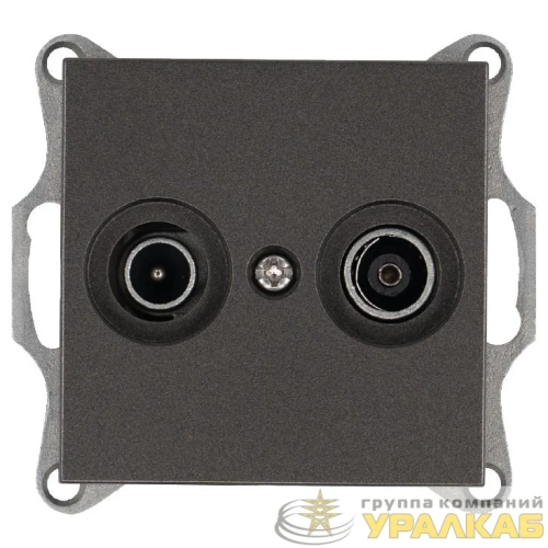Розетка телевизионная проходная TV + FM 2-м Ф9.5мм механизм мокко Jasmart G6205Z детальная картинка