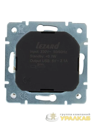 Розетка с заземл. + USB разъем VESNA зол. LEZARD 