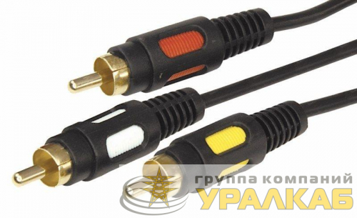 Шнур 3RCA Plug - 3RCA Plug 5м (GOLD) Rexant 17-0215
