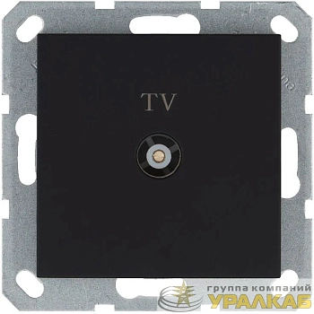 Розетка телевизионная проходная TV Ф9.5мм механизм черн. матов. soft touch Jasmart 