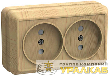 Розетка 2-м ОП Октава 10А IP20 без заземл. сосна IEK ERO20-K03-10-DC
