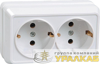 Розетка 2-м ОП Октава РС22-3-ОБ 16А IP20 с заземл. бел. IEK ERO21-K01-16-DC