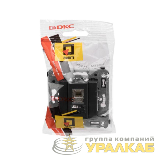 Розетка компьютерная 1-м RJ-45 СП кат.6 экранированная Avanti "Черный матовый" DKC 4412393 детальная картинка