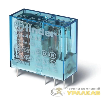 Реле миниатюрное универсальное электромеханич. монтаж на печатную плату или в розетку выводы с шагом 5мм 2NO 8А AgNi 24 AC RTII (уп.10шт) FINDER 