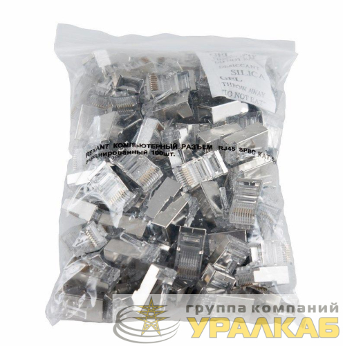 Джек компьютерный RJ45 (8P8C) кат.5E с экраном (уп.100шт) Rexant 05-1023 детальная картинка