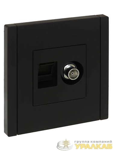 Розетка 2-м TV+RJ45 кат.5E FORTE&PIANO FP136 черн. IEK FP-AK20-1-K02 детальная картинка