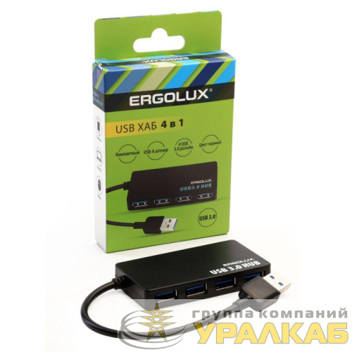 Разветвитель USB ELX-SLP01-C02 4USB 2А коробка черн. ERGOLUX 15109