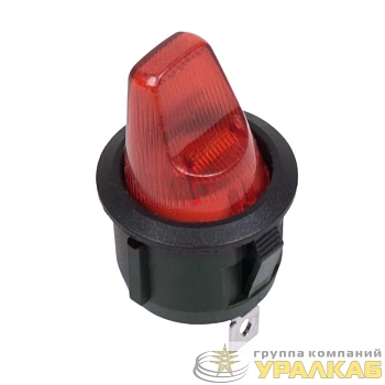 Выключатель клавишный круглый 12В 16А (3с) ON-OFF красн. с подсветкой (RWB-224 SС-214) Rexant 36-2590