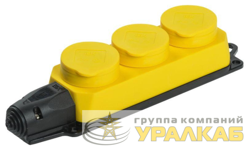 Колодка 3-м ОМЕГА РБ33-1-0м IP44 каучук желт. IEK PKR61-016-2-K05