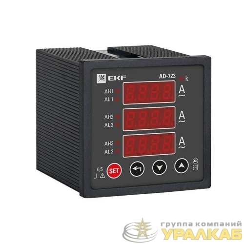 Амперметр цифровой AD-723 3ф на панель 72х72 EKF 