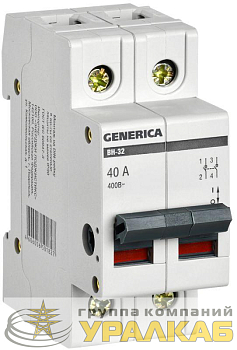 Выключатель нагрузки (мини-рубильник) 2п ВН-32 40А GENERICA MNV15-2-040