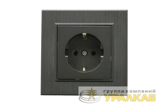 Розетка 1-м Karea LINE STAR с заземл. дым. металлик Makel 