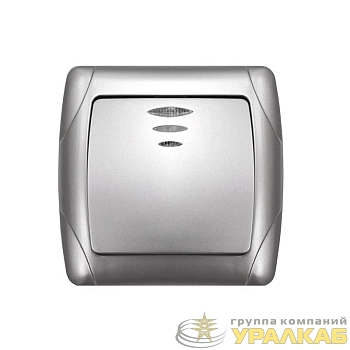 Выключатель 1-кл. СП Маргарита 10А IP20 с подсветкой серебр. UNIVersal 