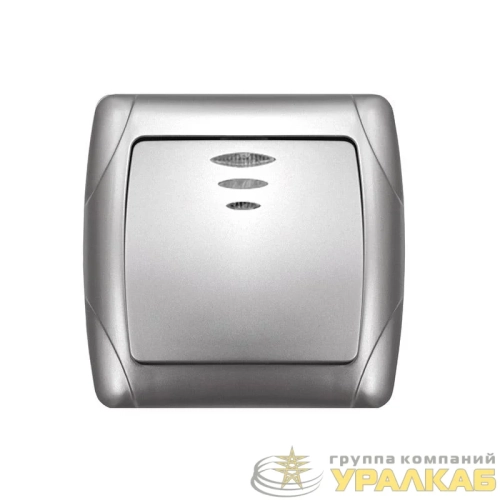 Выключатель 1-кл. СП Маргарита 10А IP20 с подсветкой серебр. UNIVersal 