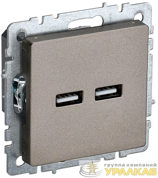 Розетка BRITE USB A+A 3.1А РЮ10-1-БрШ механизм шампань IEK BR-U21-D31-K37