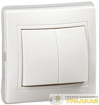 Выключатель 2-кл. СП Кварта ВС10-2-0-КБ-44 10А IP44 бел. GENERICA 