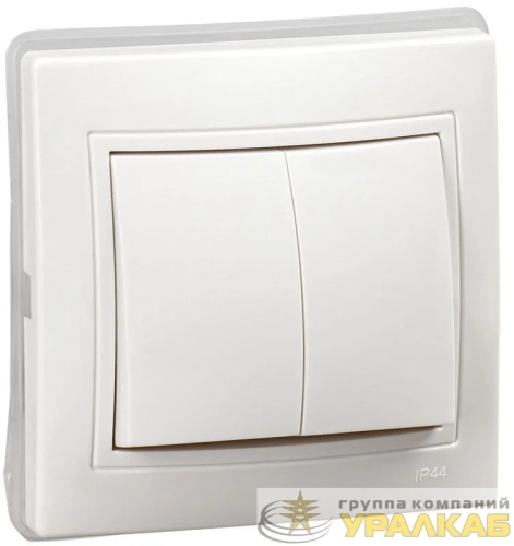Выключатель 2-кл. СП Кварта ВС10-2-0-КБ-44 10А IP44 бел. GENERICA 