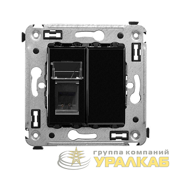 Розетка телефонная 1-м СП Avanti "Черный квадрат" RJ12 DKC 4402313