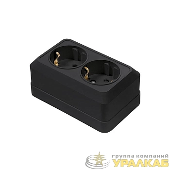 Розетка 2-м BOLLETO с заземл. накладная черн. 7128B IN HOME 