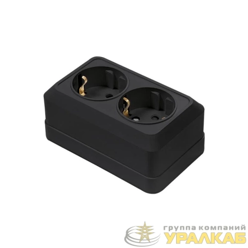 Розетка 2-м BOLLETO с заземл. накладная черн. 7128B IN HOME 