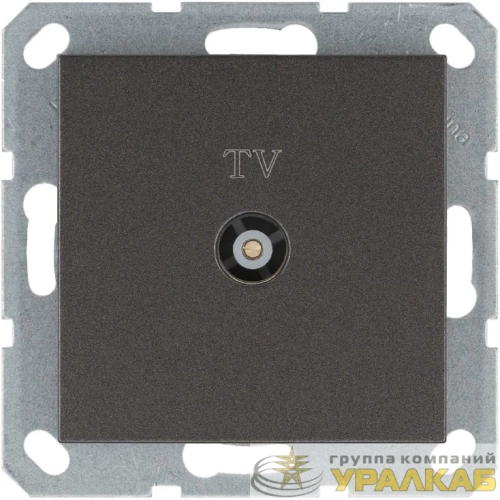 Розетка телевизионная проходная TV Ф9.5мм механизм мокко Jasmart G6002Z детальная картинка