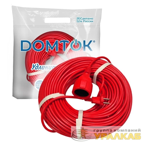 Удлинитель-шнур 1х50м без заземл. 10А IP20 2.2кВт ПВС 2х1 DOMTOK 2505 детальная картинка