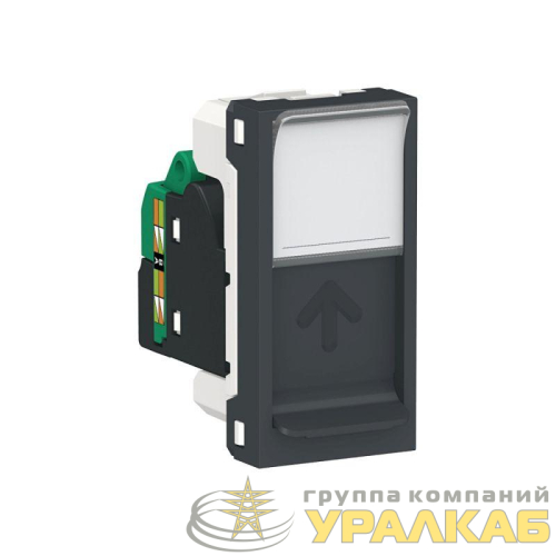 Розетка компьютерная 1-м 1мод. Unica Modular RJ45 кат.5E UTP антрацит SchE NU341054 детальная картинка