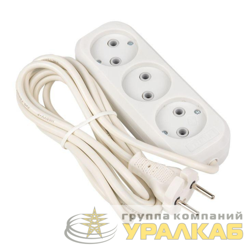 Удлинитель 3х3м без заземл. 10А IP20 Эксперт 2.2кВт ПВС 2х0.75 PROxima EKF UBA10-275-3-03 детальная картинка