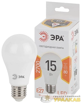 Лампа светодиодная A60-15W-827-E27 грушевидная 1200лм Эра 