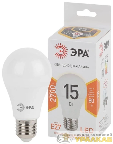 Лампа светодиодная A60-15W-827-E27 грушевидная 1200лм Эра 