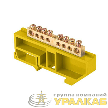 Шина нулевая N 6х9 8 отвер. латунь желт. изолятор на DIN-рейку PROxima EKF sn0-63-08-dz