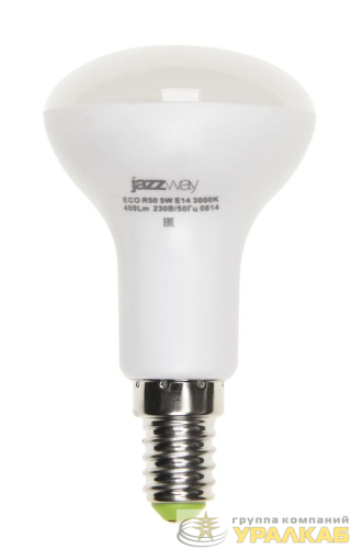 Лампа светодиодная PLED-ECO 5Вт R50 рефлектор матовая 3000К тепл. бел. E14 400лм 230В 50Гц JazzWay 1037015A детальная картинка