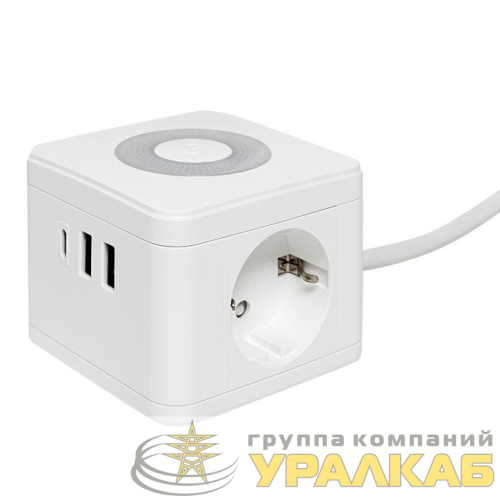 Удлинитель "Куб" 2х1.3м 2USB 2.4А+Type C + Ночник 1кв.мм EKF UBA-CUB-2-TC детальная картинка