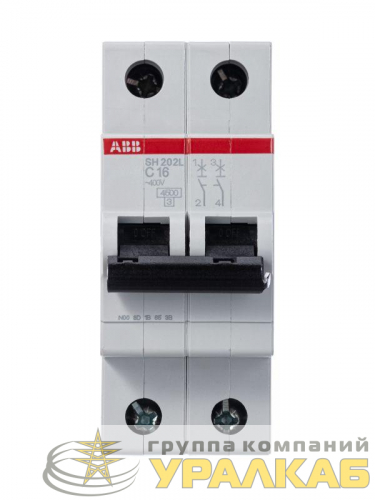 Выключатель автоматический модульный 2п C 16А 4.5кА SH202L C16 ABB 2CDS242001R0164