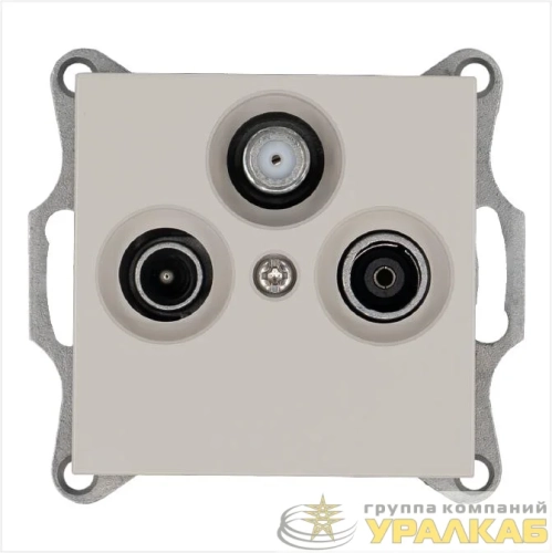 Розетка телевизионная оконечная TV + FM + SAT 3-м Ф9.5мм механизм тауп Jasmart 