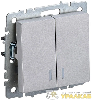 Выключатель 2-кл. СП BRITE ВС10-2-1-БрА 10А с индик. механизм алюм. IEK BR-V20-1-10-K47