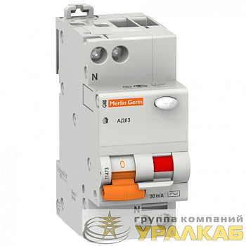 Выключатель автоматический дифференциального тока 2п (1P+N) C 40А 30мА тип AC 4.5кА К АД63 2мод. Домовой SchE 11475