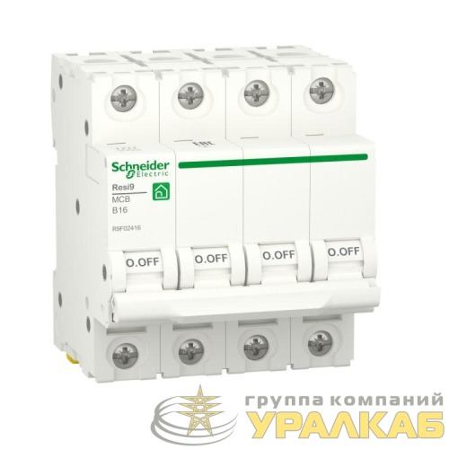 Выключатель автоматический модульный 4п B 16А Resi9 6000А SchE R9F02416 детальная картинка