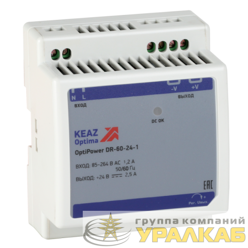 Блок питания OptiPower DR-60-24-1 КЭАЗ 284546 детальная картинка