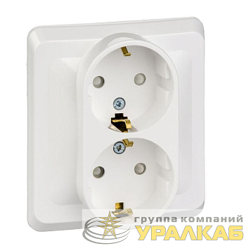 Розетка 2-м СП Этюд 16А IP20 250В с заземл. защ. шторки бел. SE PC16-008B