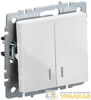 Выключатель 2-кл. СП BRITE ВС10-2-1-БрБ 10А с индик. механизм бел. IEK 